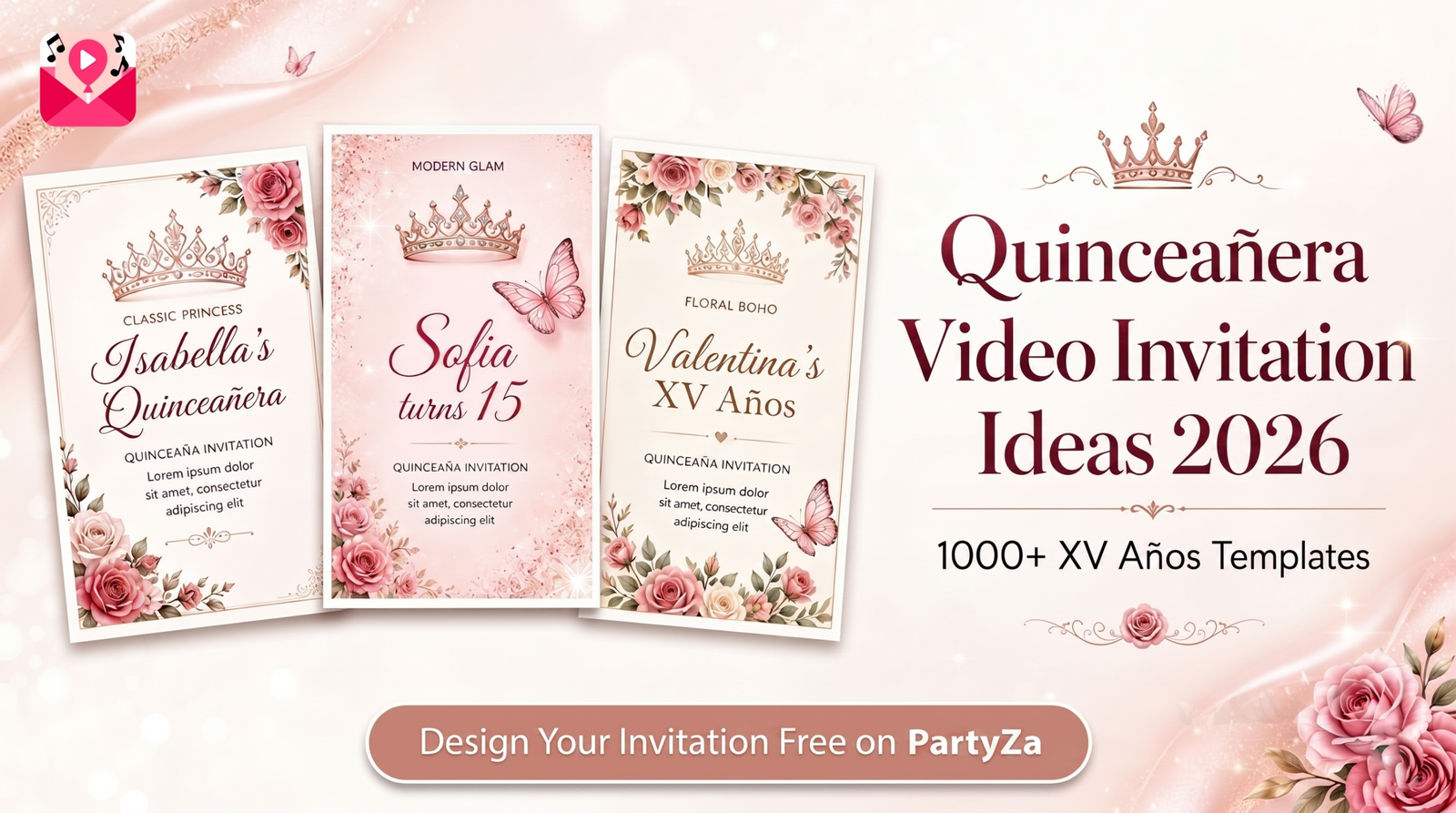 Quinceañera Video Invitation Ideas 2026 — Free XV Años Templates on Partyza